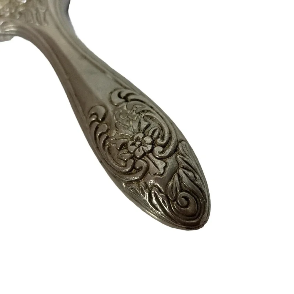 Vintage Ornate Floral‎ Silverplate Hand Mirror Victorian Vanity Decor AS IS